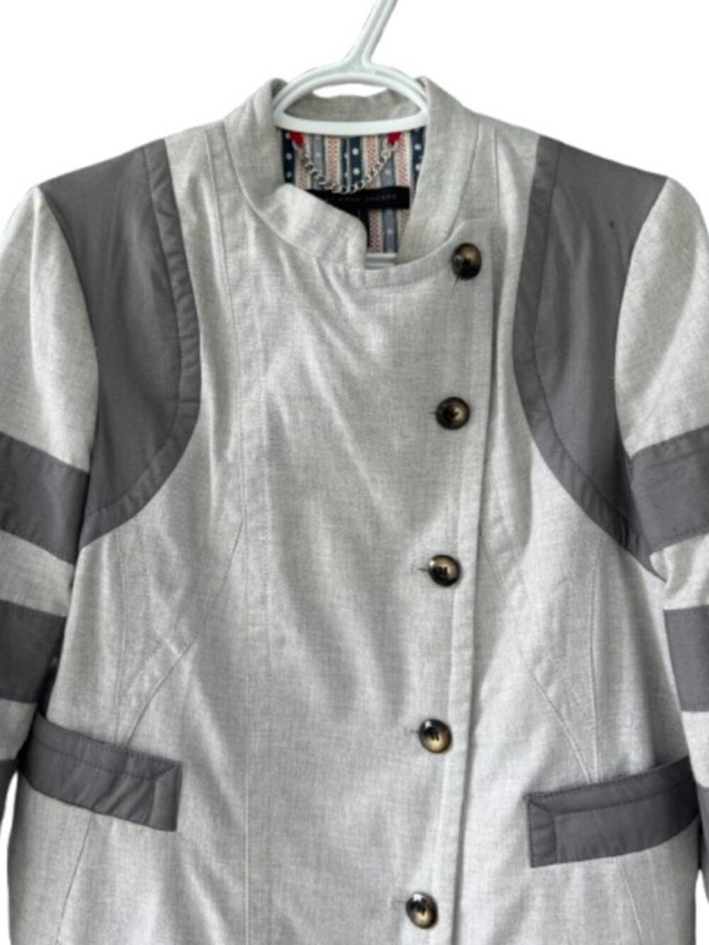 Marc By Marc Jacobs two-tone cropped peacoat grey women's size M - Picture 4 of 6